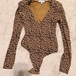 Good American Tan and Black Animal Print Bodysuit
